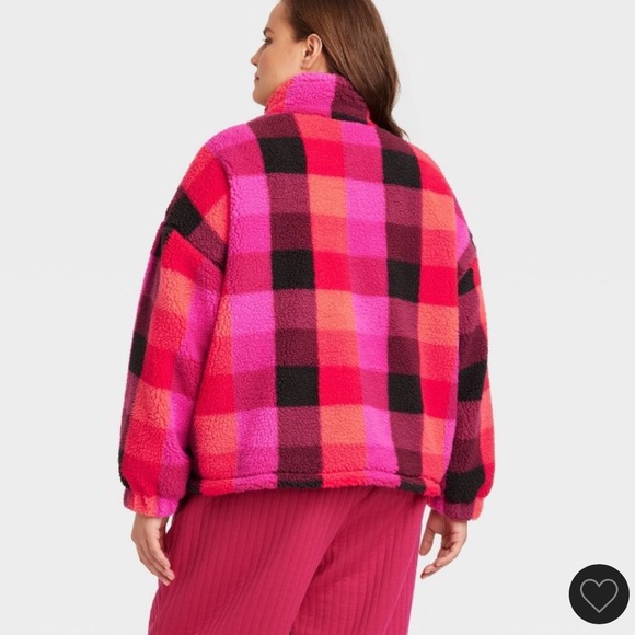 A NEW DAY | Women’s Plus Size Fleece Zip-Up Sweatshirt Plaid Pattern (4X) - Picture 8 of 11